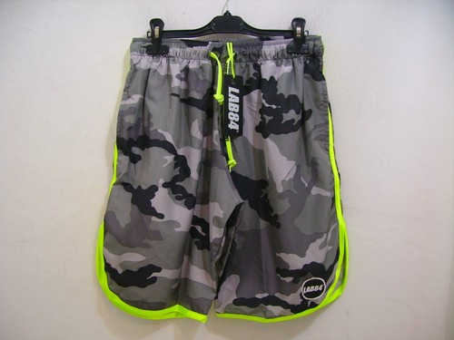 Lab84 Costume Pantaloncino Short S8 SHM1002CAMOUFLU Grigio Mimetico Riga Gialla