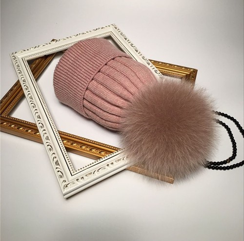 Women Girl Kids Boy Cashmere Hat Soft Warm Hat Cap Beanie With Large Fur Ball