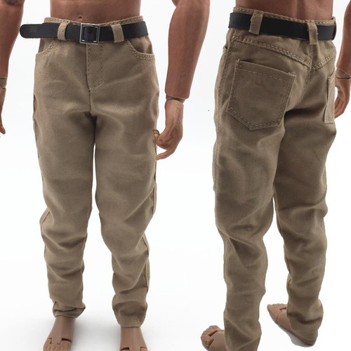 MagiDeal 1//6 Scale Khaki Casual Pants Trousers W// Belt for 12inch Hot Toys