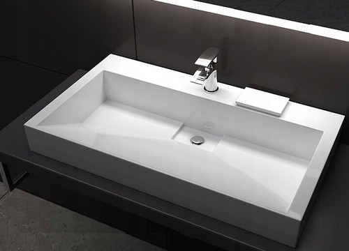 VASQUE GOYA EN CONGLOMERAT 50-60-70-100CM LAVABO BLANC WHITE MODERNE CARRE REA