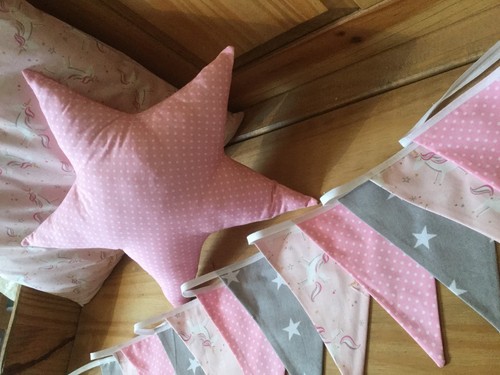 HANDMADE UNICORN BUNTING nursery pink grey baby girl 3m contemporary vintage