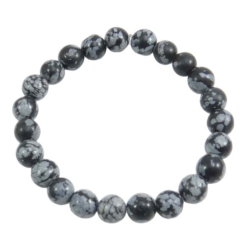Snowflakes Obsidian Beads Stretchable Fashion Jewelry Fashionable Wrist Bracelet