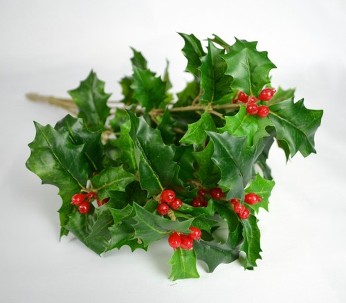 Artificiel S Vert Holly Bunch X 7 tiges Noël Affiche HOME