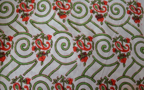 Vintage MANO INDIA de tela de algodón impresa natural impresión de bloque sanganeri hecho a mano