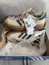 Adidas Originals Gazelle Bold Trainers Cream & Green Leather UK Size 5