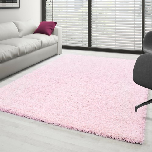 Tapis Shaggy pile longue couleur unique Rose