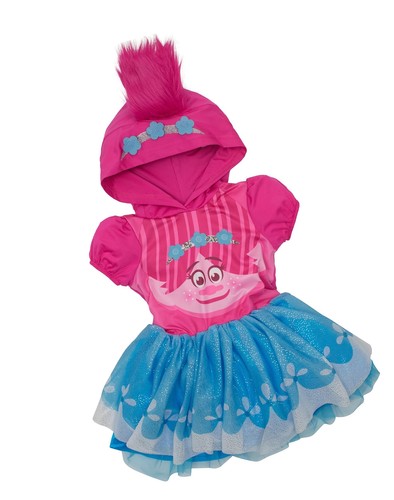 Pink and Blue Trolls Poppy Toddler Girls/' Costume Dress with Hood and Fur Hair