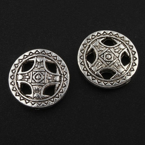 45 abalorios metal 14mm tíbet disco de plata entre piezas spacer joyas DIY f9#3