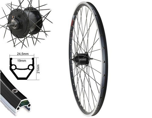 Vorderrad 28/" Laufrad Hohlkammerfelge mit Shimano Nexus Nabendynamo kpl.schwarz