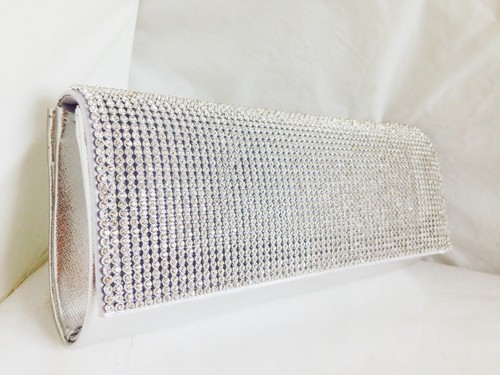 NEW SILVER GOLD BLACK DIAMANTÉ EVENING CLUTCH BAG SHOULDER FAUX SHINY LEATHER