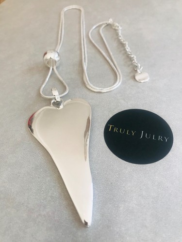 Reino Unido diseñador señoras declaración Collar Colgante de Corazón de Plata Largo Joyas Regalo