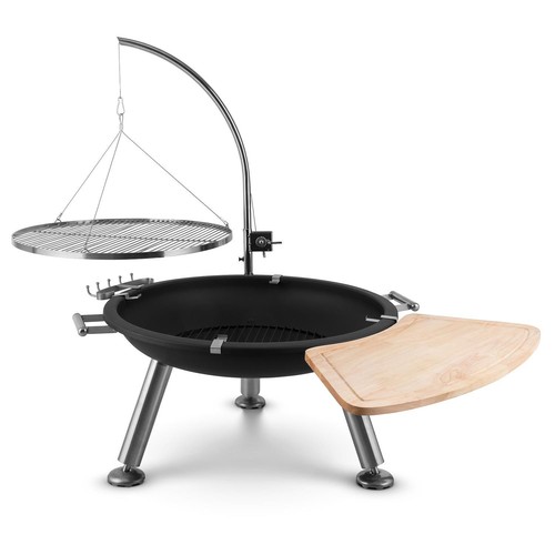 Braciere Barbecue Giardino Legno Acciaio Griglia Sospesa BBQ Grill Terrazza