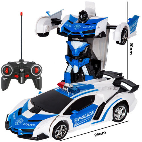 Kids Toy Gift Transformer RC Robot Car Remote Control Car w// Sounds LED Lights