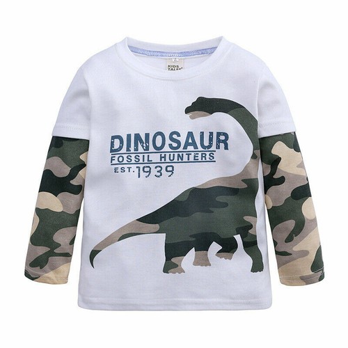 Fashion Kids Boys Long Sleeve T-Shirt Dinosaur pattern Shirt Kids Clothing