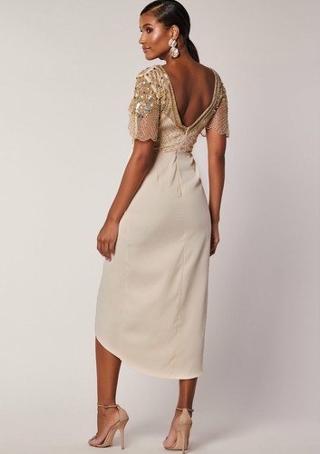 Virgos Lounge Ivory Julisa Embellished Cocktail Occasion Party Dress 10 To 14
