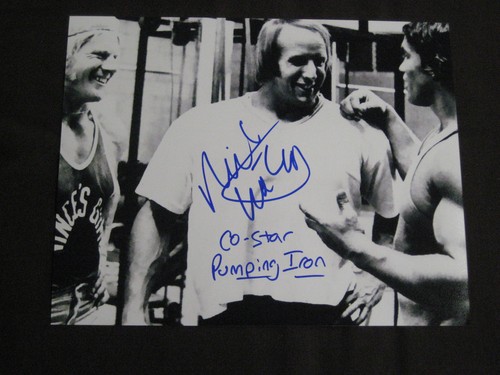 BODY BUILDING LEGEND NY JETS MIKE KATZ PUMPING IRON W//ARNOLD AUTO 8X10 W//COA