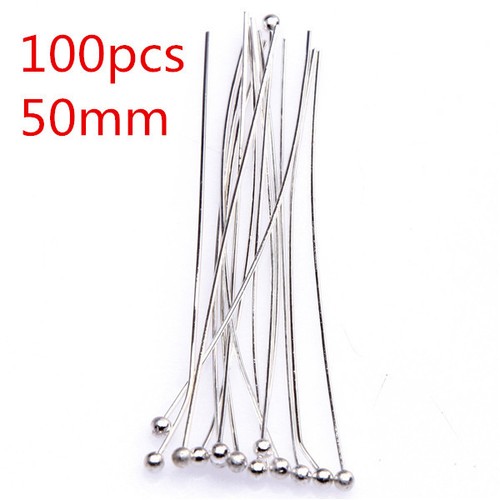 50mm 100Pcs Silver Plated Ball Head Pins Spacer Beads for Jewelry Making DIY