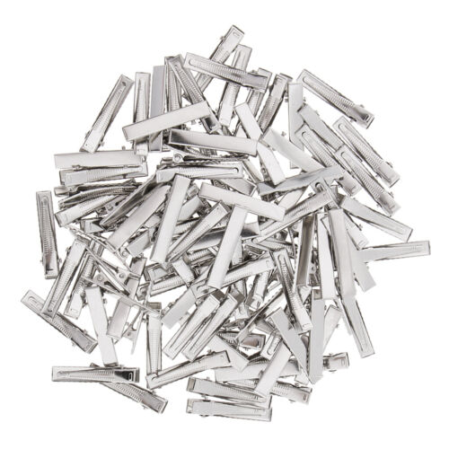 100 Single Prong Alligator Hair Clip Silver Crocodile DIY Hair Bows Duckbill