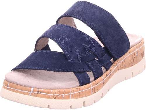 Jana Damen Pantolette Sandalen Hausschuhe Clogs Slipper blau