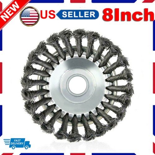 8 Inch Grass Strimmer Head Trimmer Brush Solid Steel Wire Wheel Garden Weed Tool