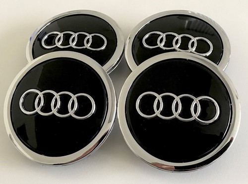 4 x Audi Aleación Centro De Rueda Caps 69 mm A3 A4 A5 A6 S line TT Q3 Q5 Negro