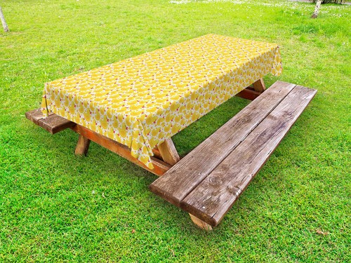Gelber Vogel Outdoor-Tischdecke Enten und Tupfen