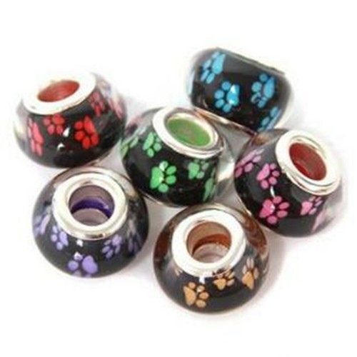 10pcs Mixte Thème Résine Gros Trou Blotter Perles Charme Européen 14x9mm
