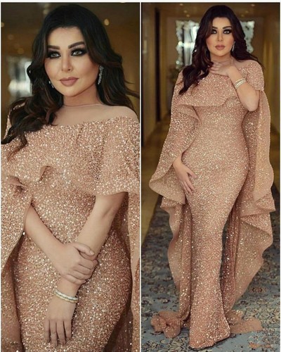 Luxury Mermaid Arabic Dubai Long Evening Dresses Sequins Prom Formal Party Gowns