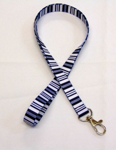 Bar Code Stripe neck strap lanyard for ID keys etc Navy or Red//Pink Free UK Post