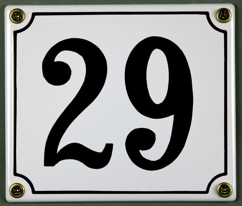 Weiße Emaille Hausnummer /"29/" 14x12 cm Hausnummernschild sofort lieferbar Schild