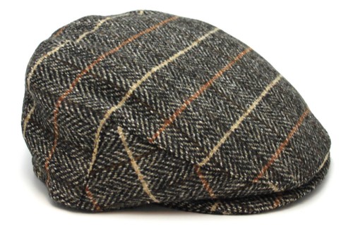 Berretto Piatto finestra controllo Herringbone In Tweed Classico Qualità 80/% lana cammello//marrone