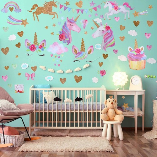 nuoshen 2 Sheets Unicorn Wall Stickers,Fairy Tale Pattern Wall Decoration Home D