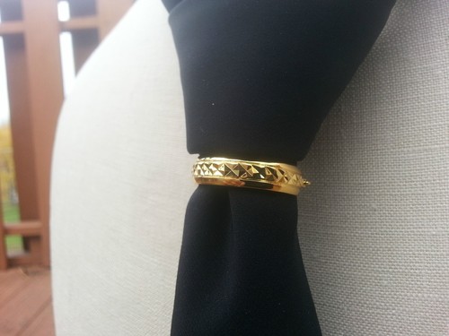 Tie ring bling 18K tone Tribute quality clasp pin tack euro new suit wedding