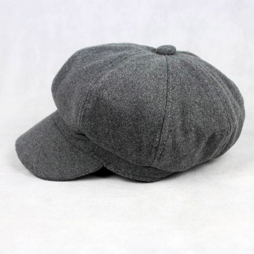 Women Solid Color Woolen Gatsby Newsboy Hat Peaked Flat Cabbie Driver Cap Baker