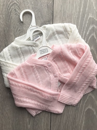 Pex Baby knitted Spanish style bolero pink and cream