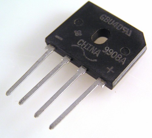 General Semiconductor GBU4D Glass Passivated Bridge Rectifier 4 Pin SIL OMB2-02A