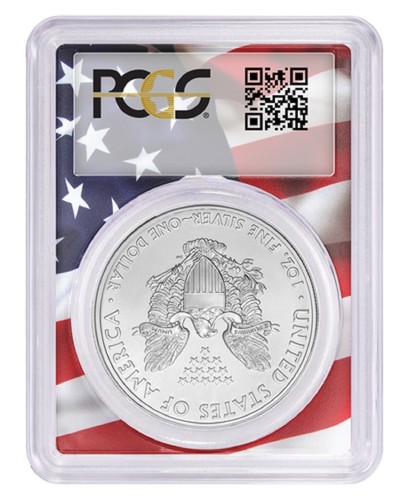 2019 1oz Silver Eagle PCGS MS69 Flag Frame