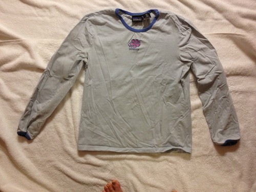 VINTAGE PATAGONIA ORGANIC COTTON STRETCH LONG SLEEVE SHIRT SKY BLUE XL 14