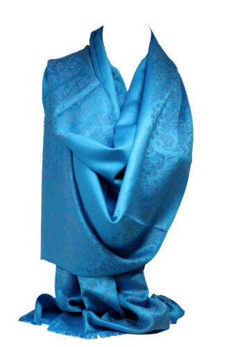 Two Sided Reversible Floral Print Self Embossed Pashmina Feel Wrap Scarf Shawl
