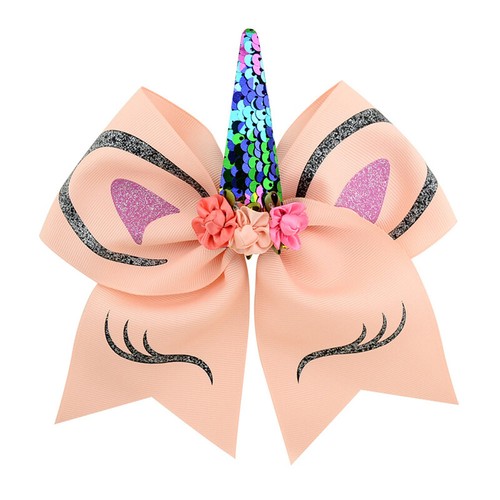 Mädchen Einhorn Bunte Pailletten Bow Gummiband Haarring Elastische Haarschmuck