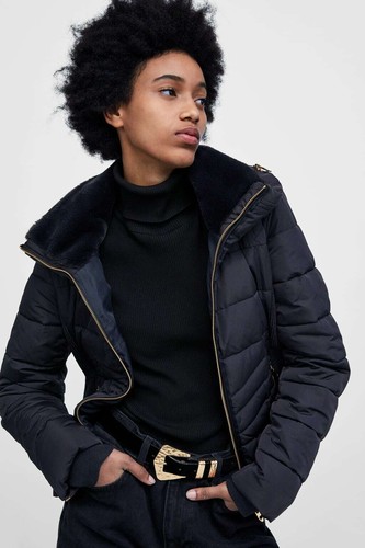 ZARA QUILTED PARKA//JACKET COAT PUFFER DARK NAVY BLUE SIZES XS,S,L REF 8073//223