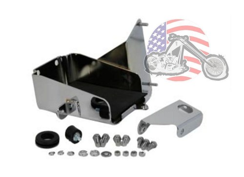 Battery Box Carrier Mount Chrome Iso Rubber XLH Electric Start Ironhead Harley