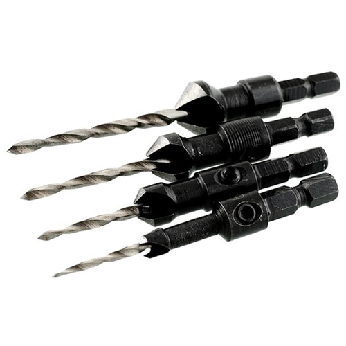 4 pcs High Speed Steel Power Groove Fraise Tige Hex conique forets Set D9M7