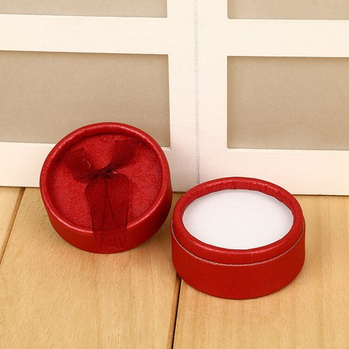 Elegant Round Earring Rings Box Bowknot Jewelry Organizer Holder Gift Package#