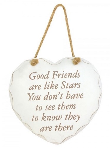 Hanging Heart Friend sign wooden plaque shabby chic Love friends friendship gift