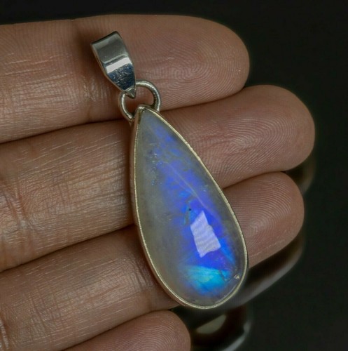 Pear Cut Designer Sterling Silver 925 Moonstone Gemstone Pendant Necklace