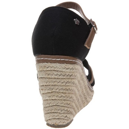 New Womens Jane Klain Black 82168 Textile Sandals Platforms Buckle Straps