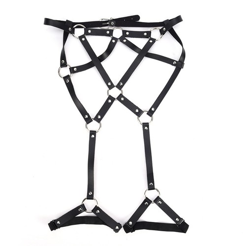 Women Body Harness Belts Garters PU Leather Punk Strap Band From Waist To Leg ^F