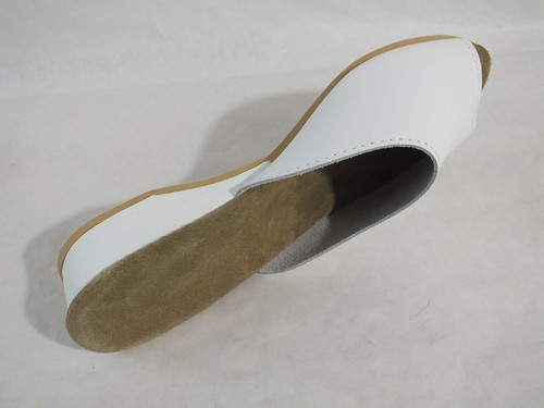 NUOVO Casa Ciabatte sandali bianco pelle leggermente aperta sughero zeppa 3 cm
