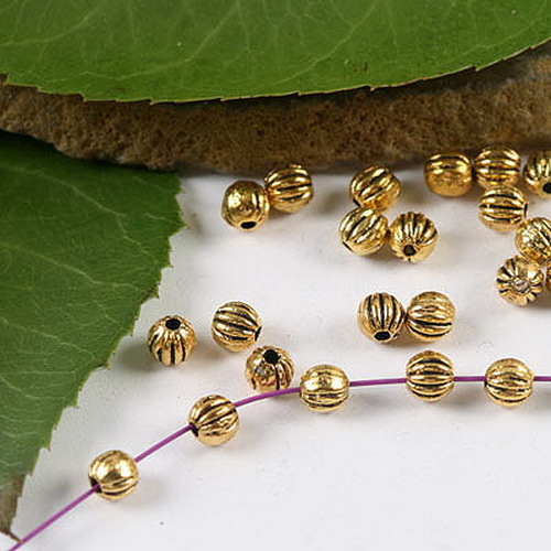 150pcs Dark Gold Tone Mini Rond Texture Spacer Bead h2048